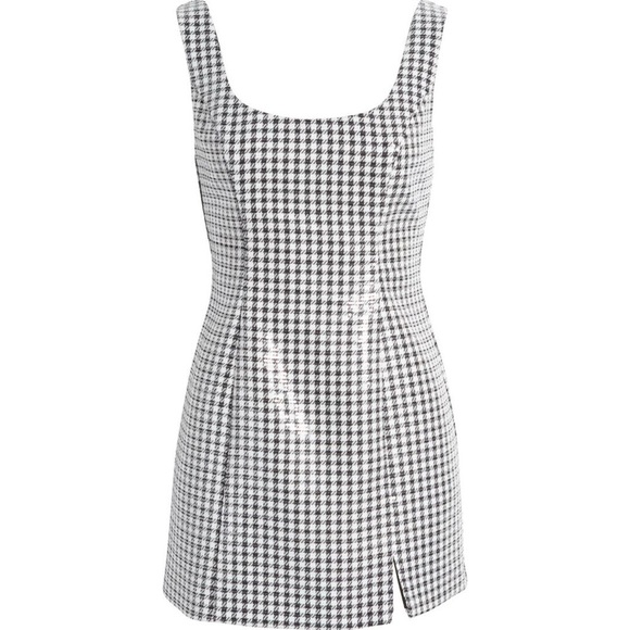 NWT WAYF Icon Sequin Gingham Mini Dress Sparkle Party NYE Square Neck Sz M - Picture 4 of 13